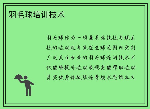 羽毛球培训技术